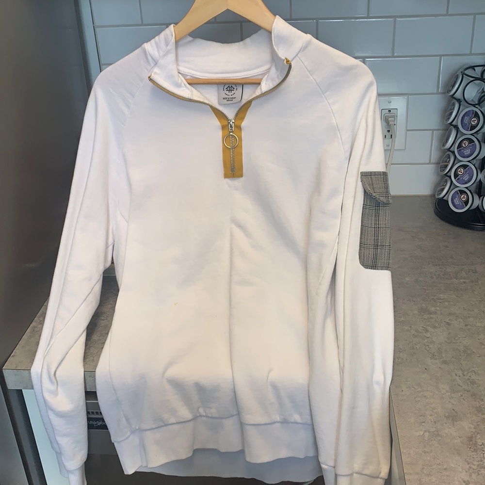Brooklyn Supply Co. White Quarter Zip Size M